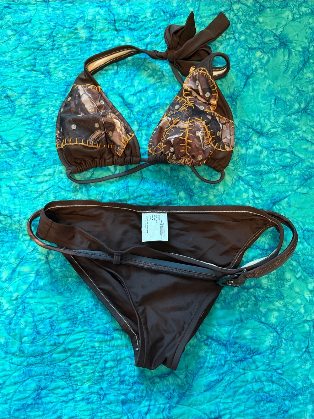 Women’s Brown camo Triangle Bikini Set - Flattering Two-Piece Swimwear